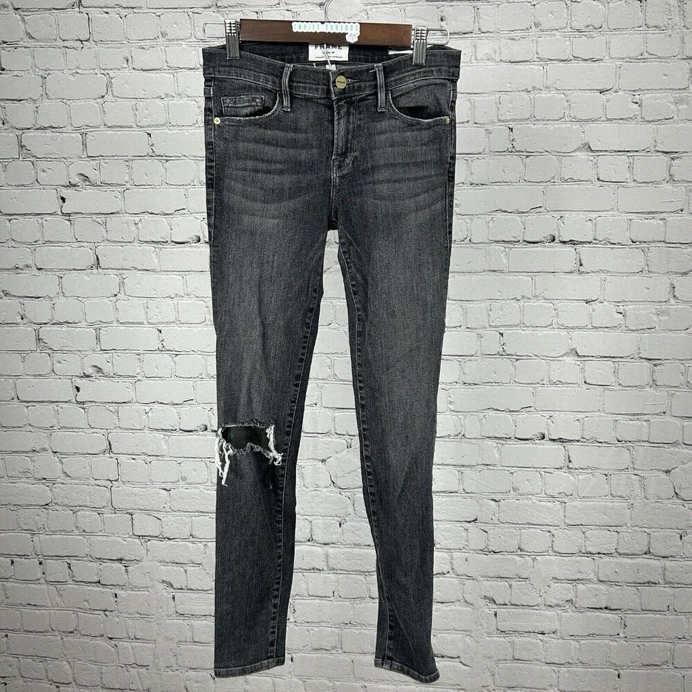 Frame Denim Le Skinny De Jeanne Dark Gray Cotton Blend Jean USA Size 25(25X27)